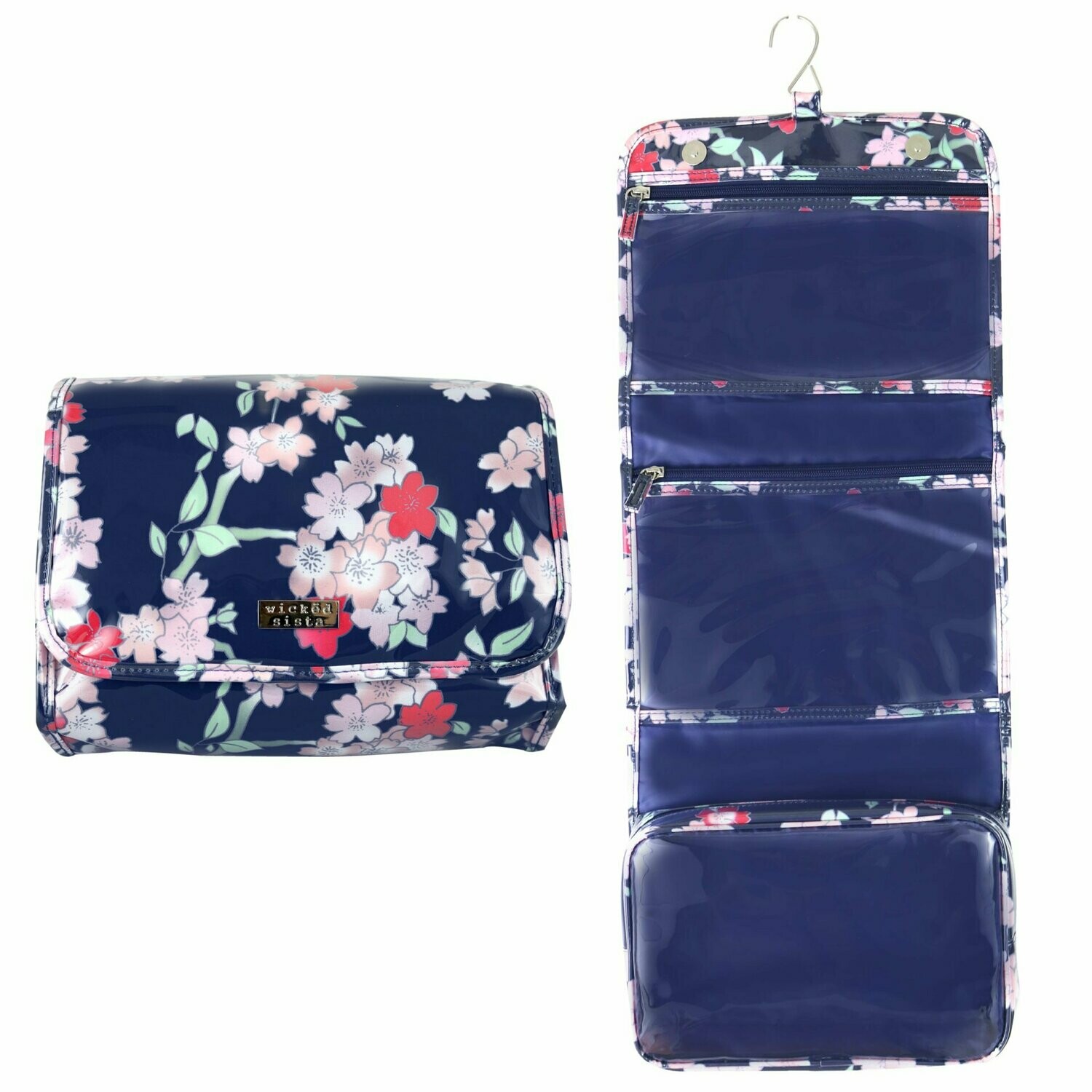 WS Lyrical Blooms Navy Foldout Bag With Hook