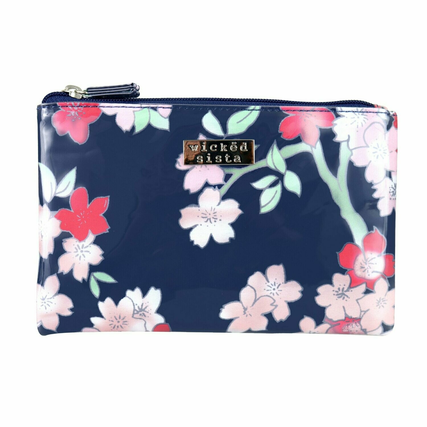 WS Lyrical Blooms Navy Large Flat Purse