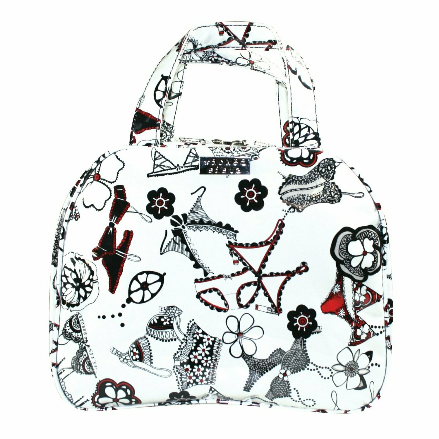 WS Frills Black & White Large Roundtop Hold All Bag