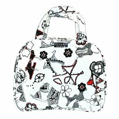 WS Frills Black & White Large Roundtop Hold All Bag