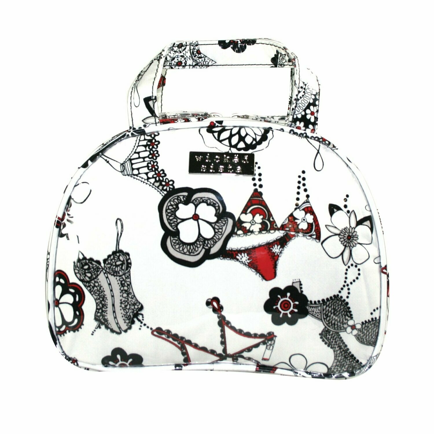 WS Frills Black & White Medium Roundtop Hold All Bag