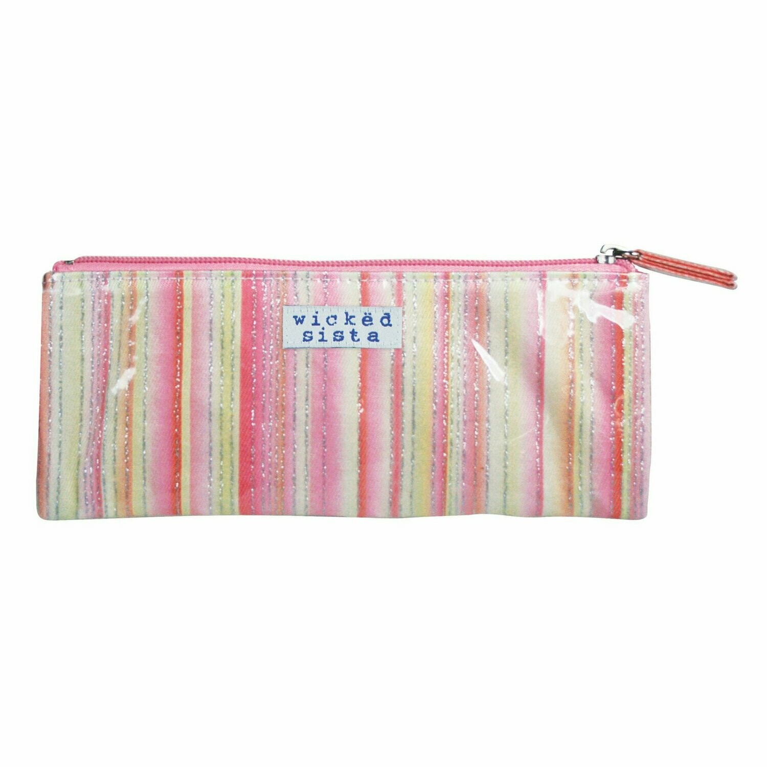 WS Glitter Stripe Pink Flat Purse