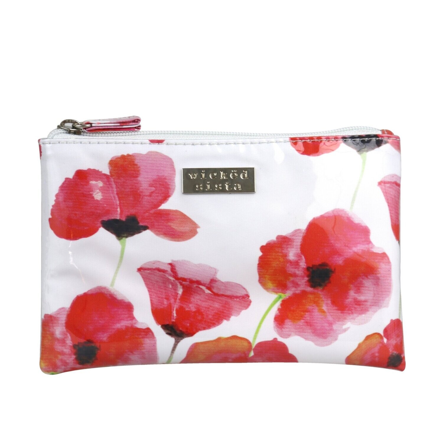 WS Watercolor Poppies Large Flat Purse