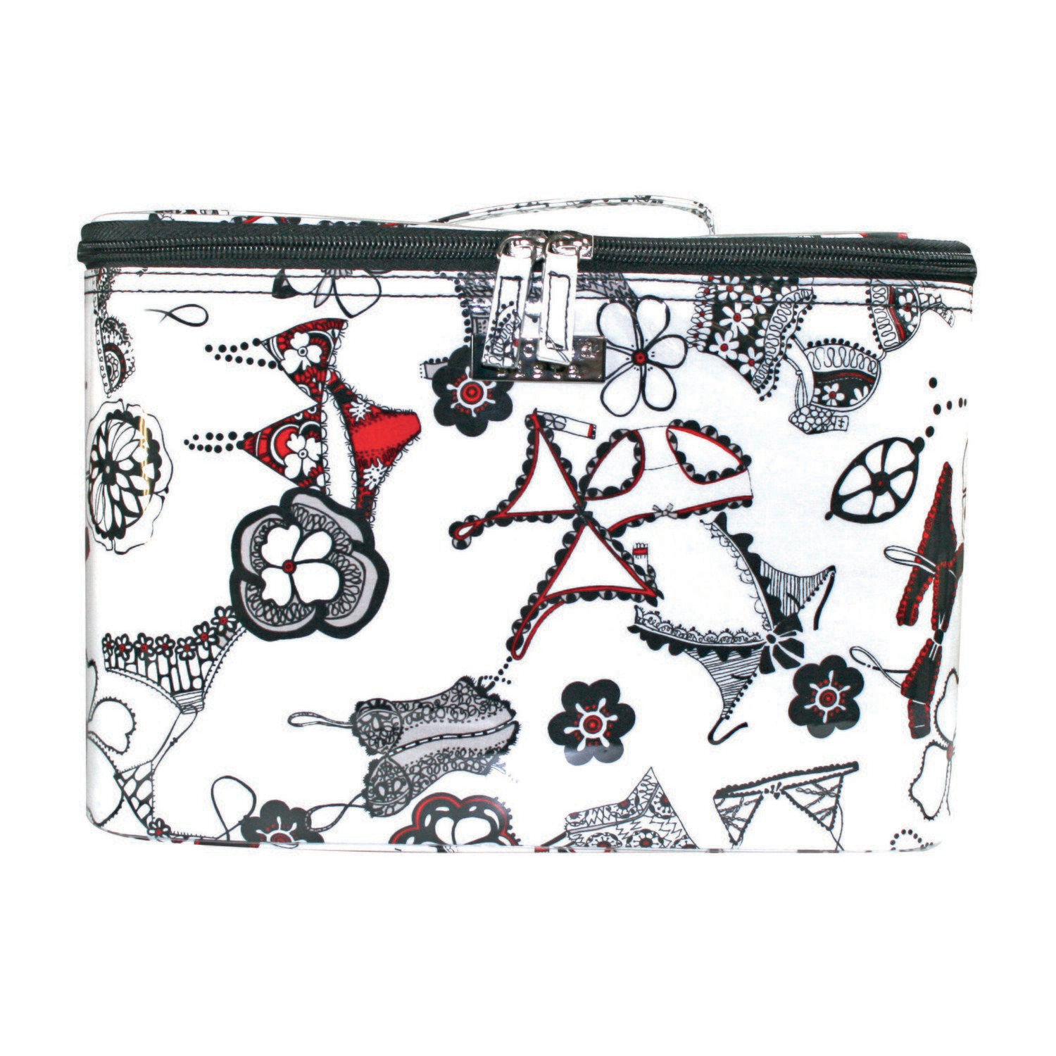 WS Frills Black, Red & White Large Beauty Case