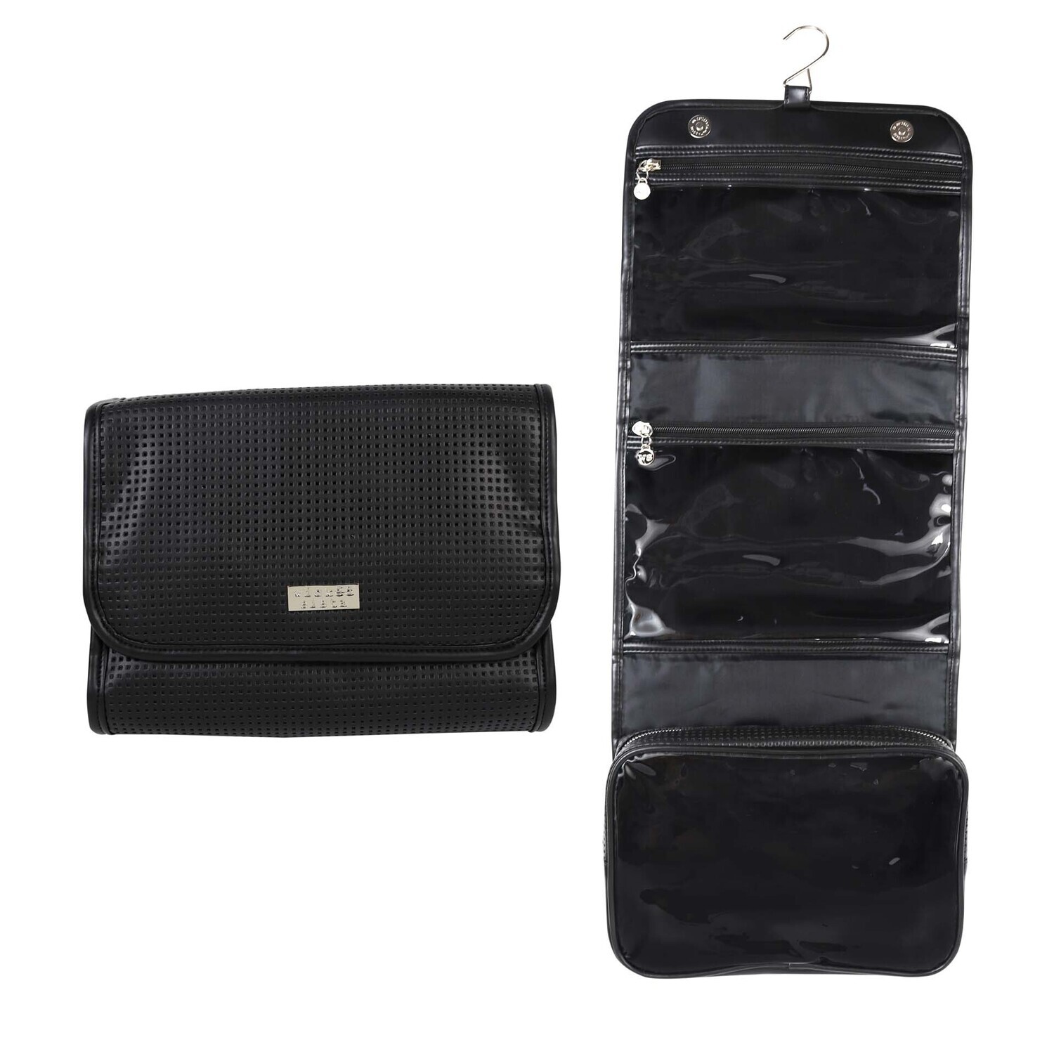WS Black Textured Foldout Bag With Hook