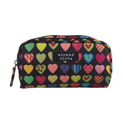 WS Hearts Black Small Round Top Bag