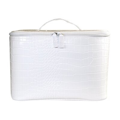 WS Moc Croc Large Beauty Case White