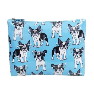 WS French Bulldog Blue Extra Large Flat Bag No Front Zipper