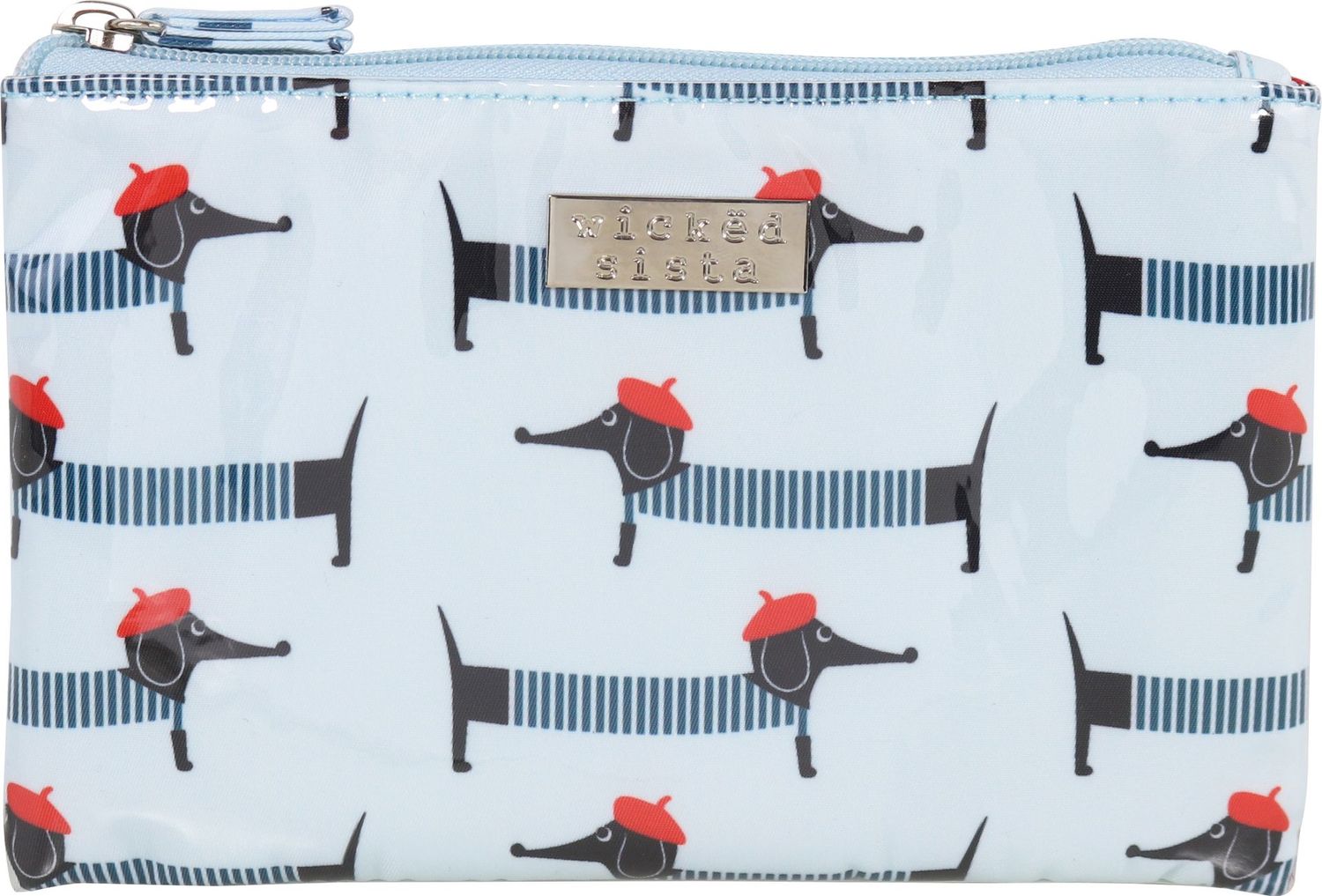 WS Dachshund in Paris Large Flat Purse