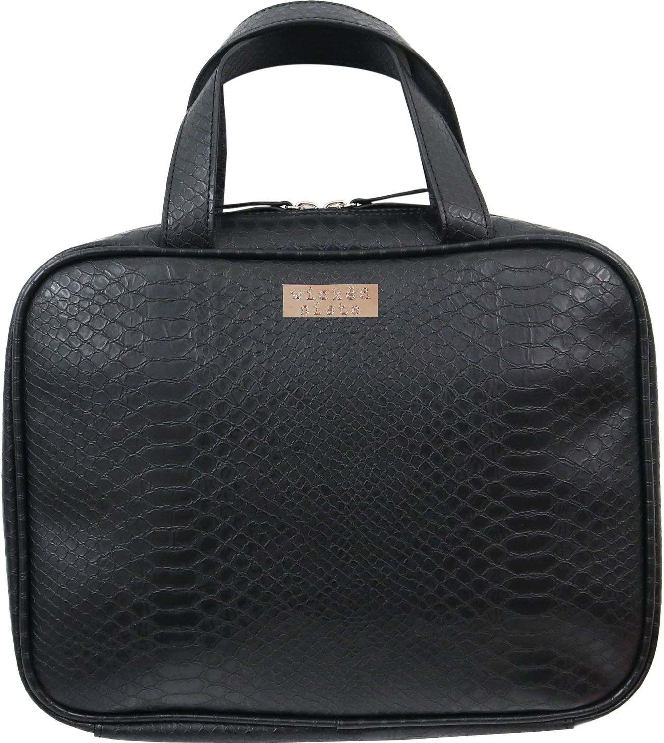 WS Moc Croc Black Large Hold All Cosm. Bag
