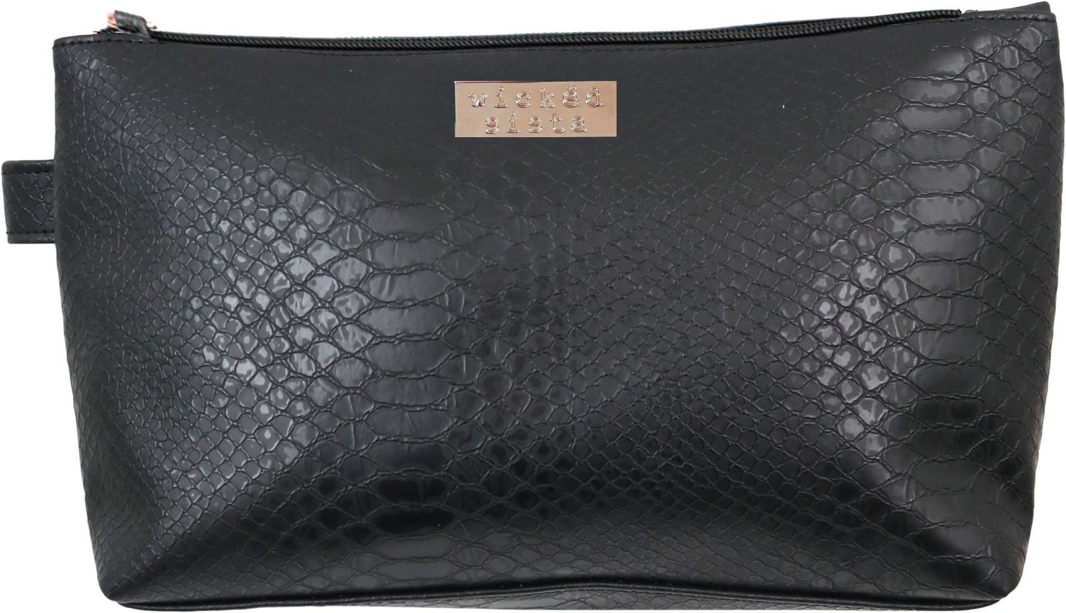 WS Moc Croc Black Large Cosmetic Bag