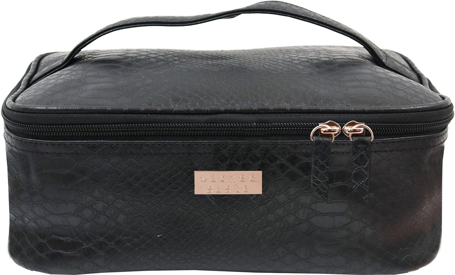 WS Moc Croc Black Medium Beauty Case