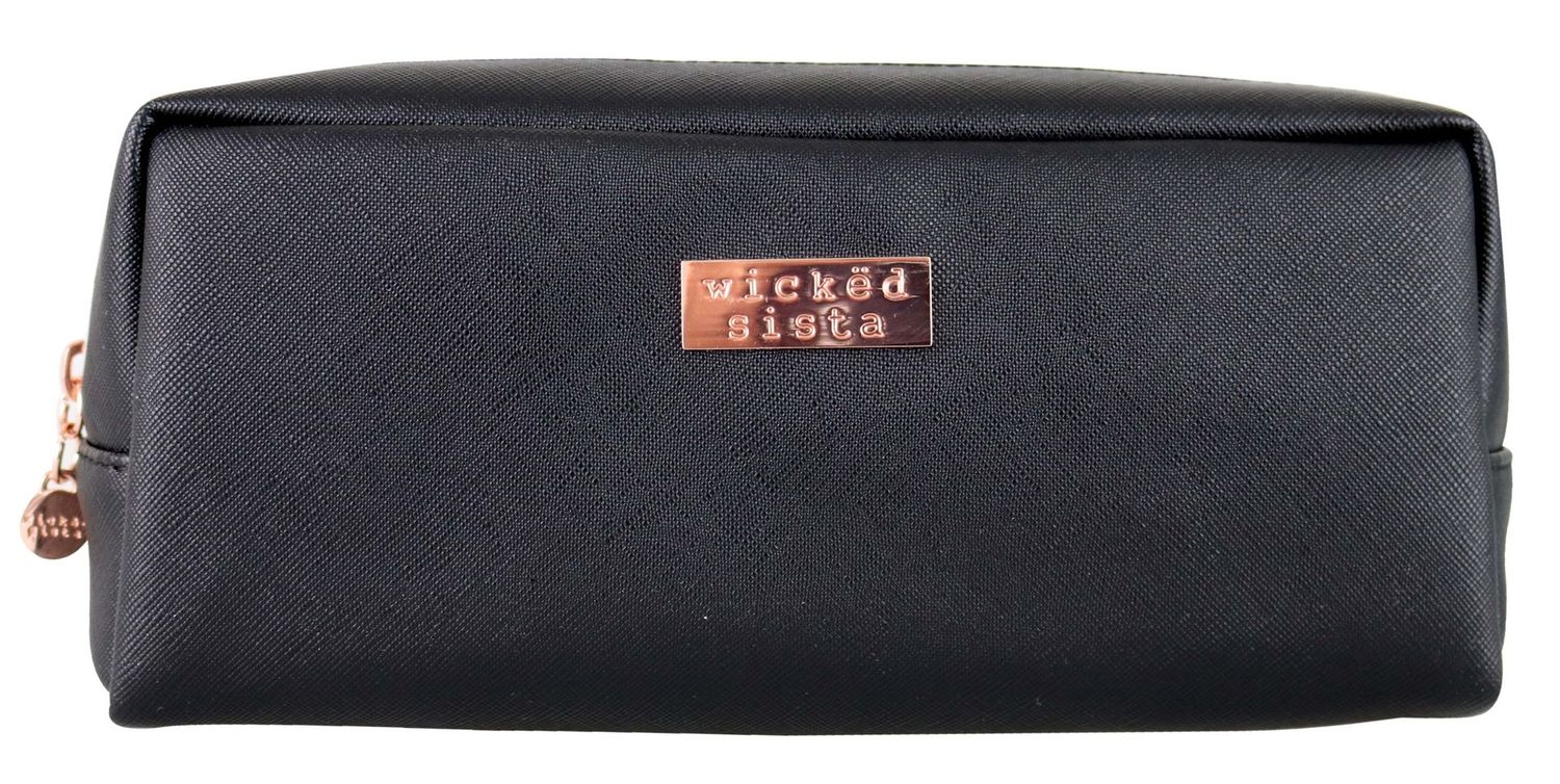 WS Premium Black Rectangular Cosm. Bag