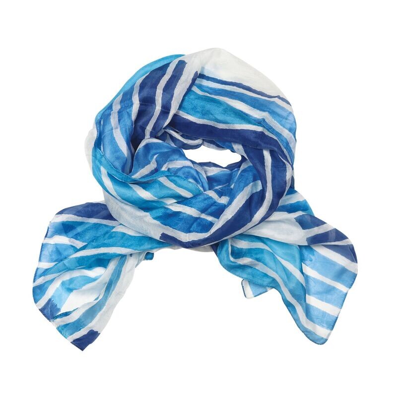 Watercolour Stripe Silk Schal Blues