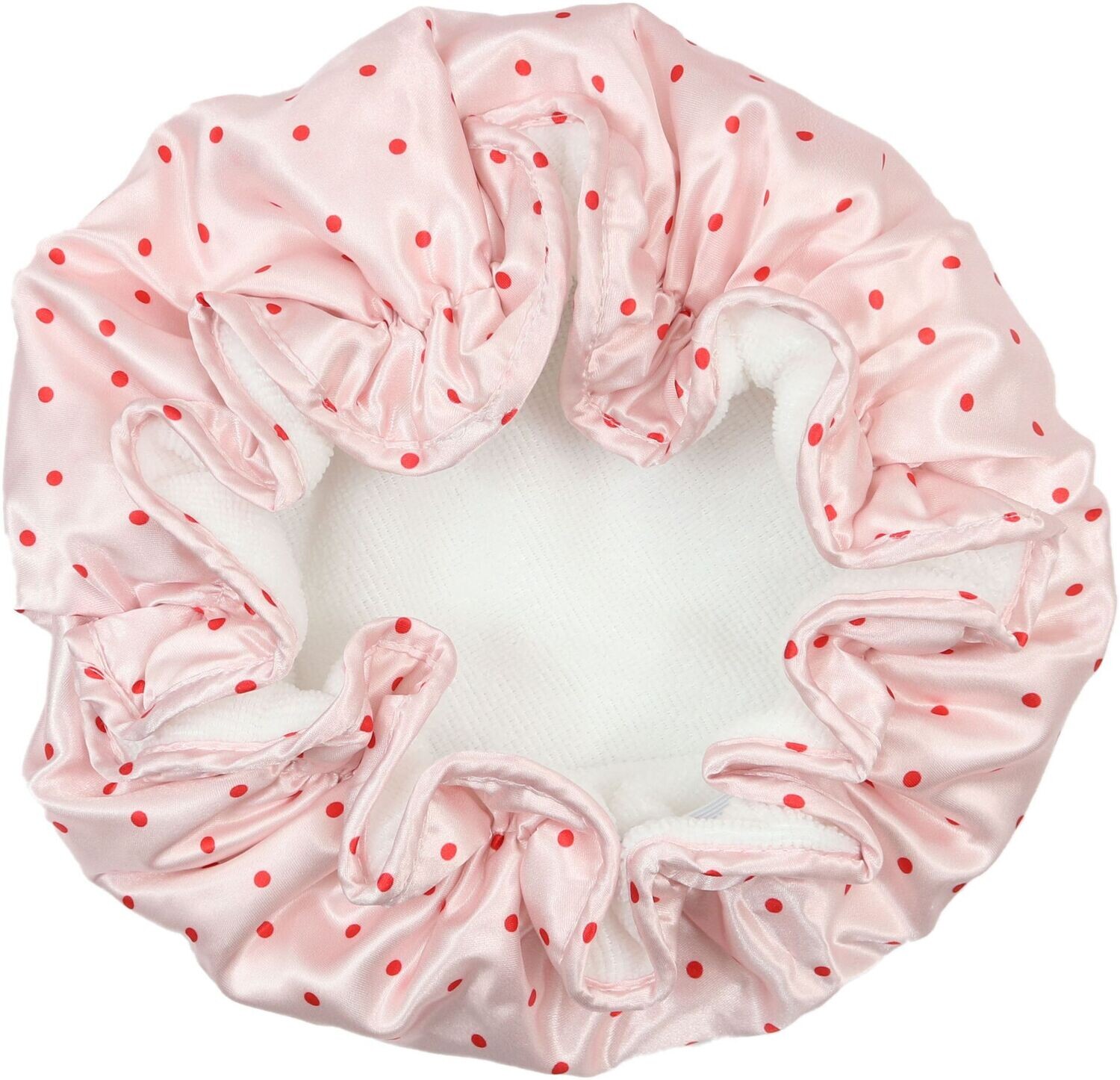 WS Triple Layer Shower Cap Pink & Red Polka Dot
