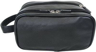 WS Mister Deluxe Black Double Zip Wash Bag WS Mister Deluxe Black Double Zip Wash Bag