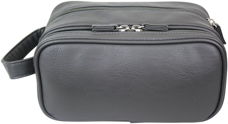 WS Mister Deluxe Charcoal Double Zip Wash Bag WS Mister Deluxe Charcoal Double Zip Wash Bag