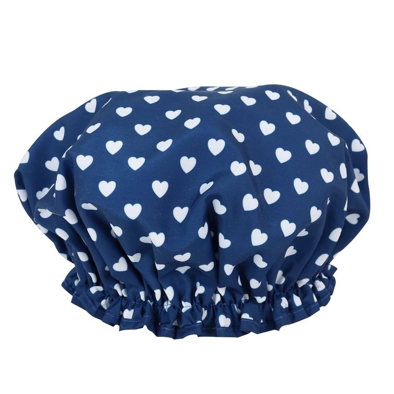 WS Shower Cap in PVC Bag NAVY HEARTS