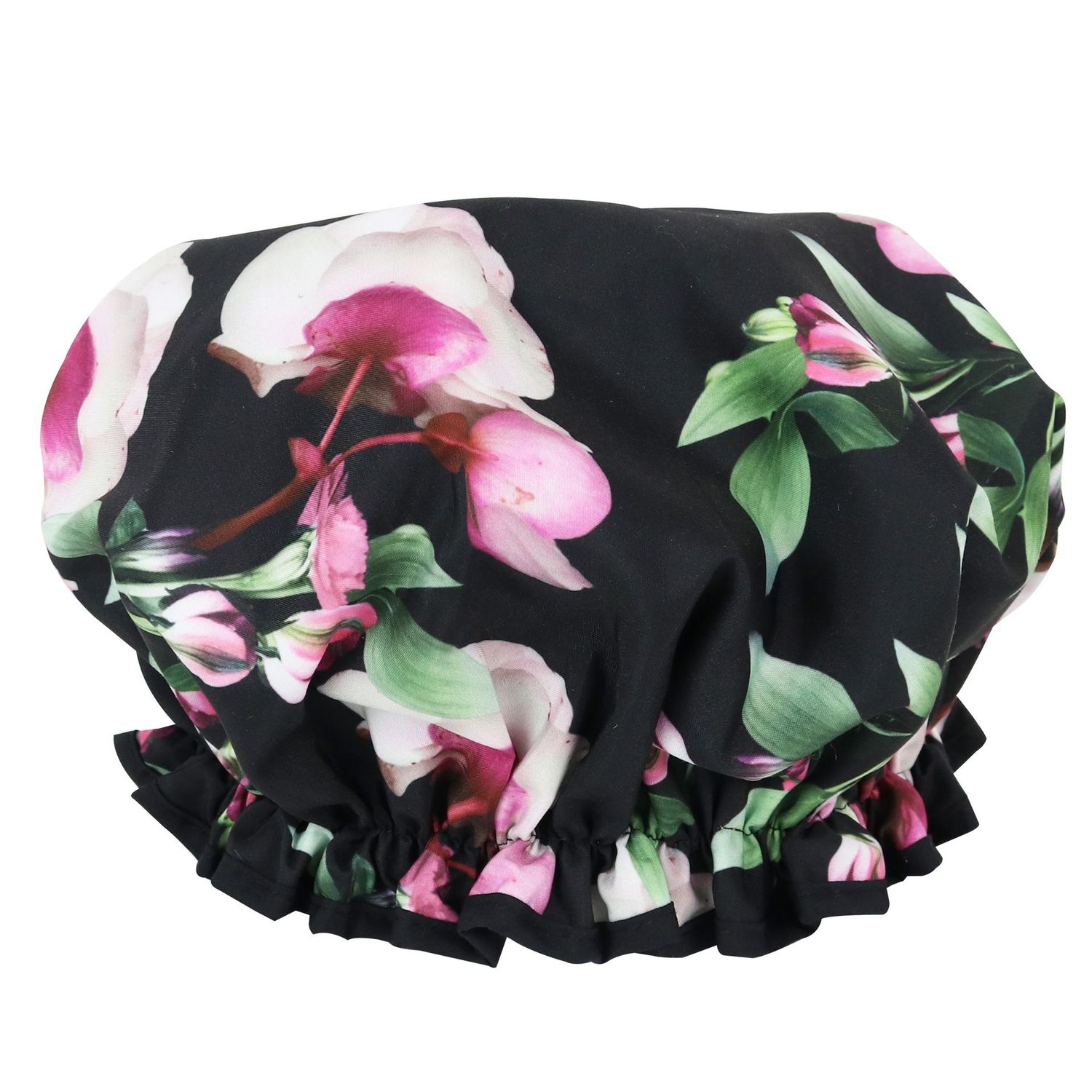 WS Shower Cap in PVC Bag PRETTY BEGONIA BLACK