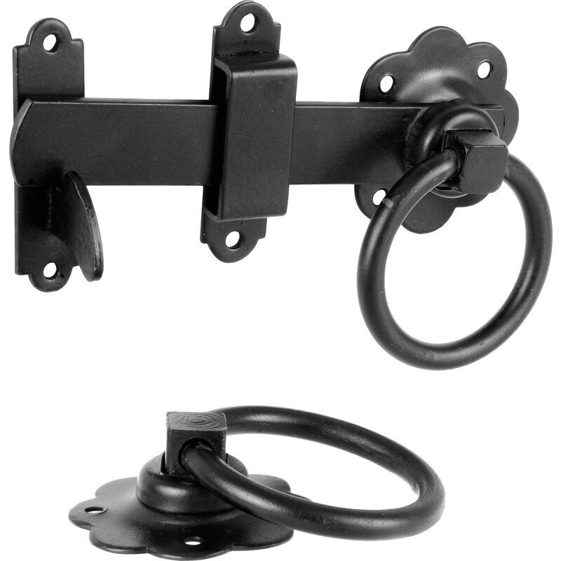 150mm (6") Epoxy Black Ring Gate Latch