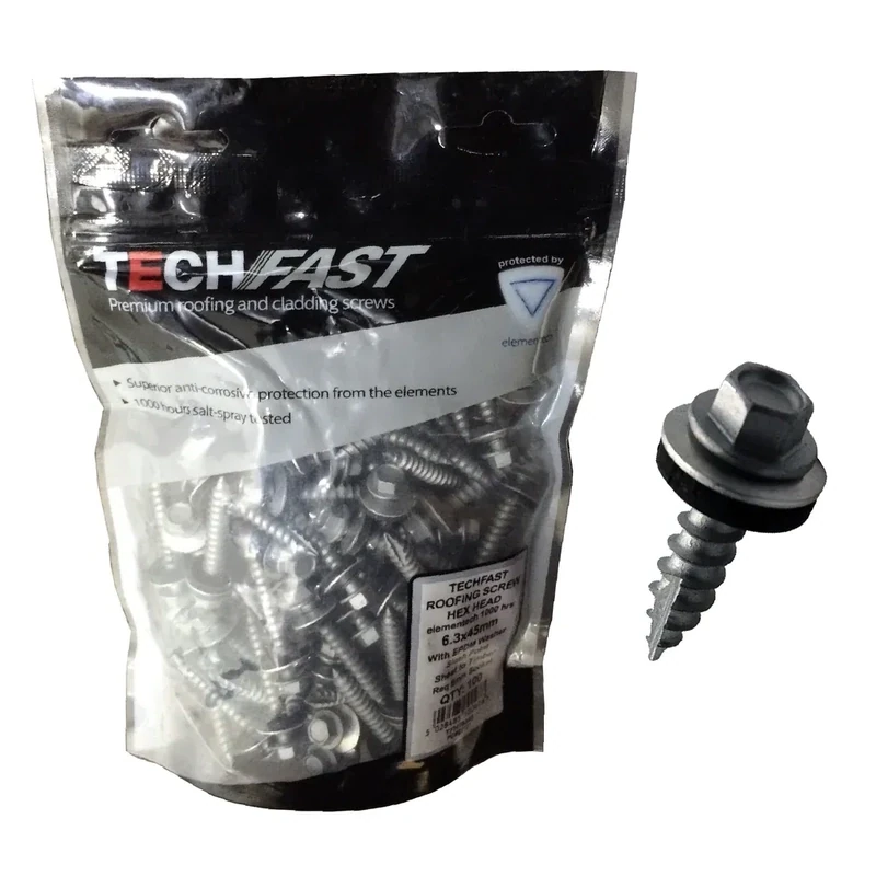 Pk 100 Techfast 6.3 x 45mm Roofing Screws