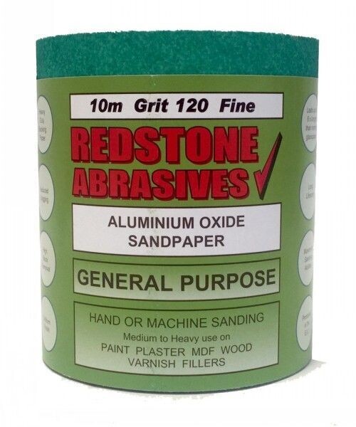 10mtr P40 Extra Coarse Grit General Purpose Green Sandpaper 115mm wide