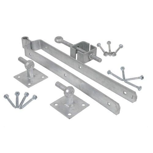 Field Gate Hinge Set ADJ Hook On Plate Galvanised 300mm (12")