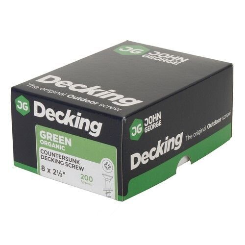 Box (200) 75mm DECKING SCREW ORGANIC GREEN CSK POZI