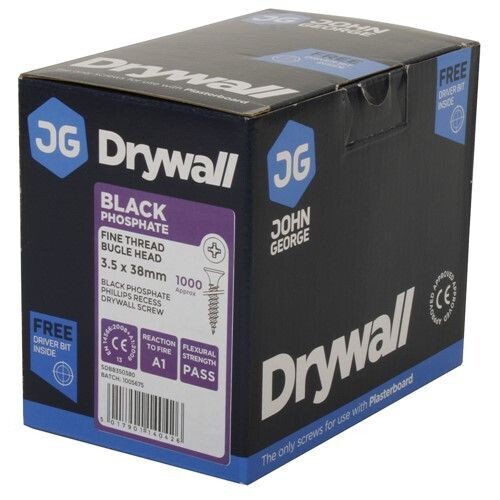 DRYWALL SCREW FINE THREAD BLACK 3.5mmx75mm (500)