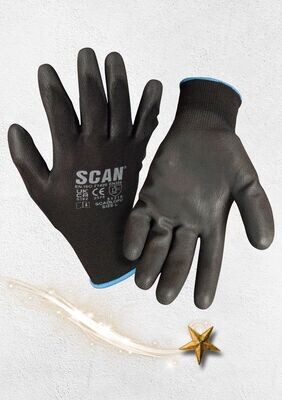 Scan Black PU Dipped Gloves (5 Pairs)