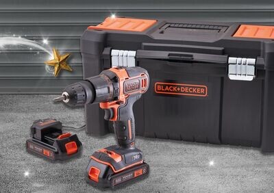 Black & Decker 18V Combi Drill with 2 x 1.5Ah Li-Ion Batteries