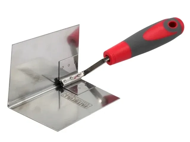 Faithfull Internal Corner Trowel Stainless Steel Soft Grip Handle 4" x 3" x 3"