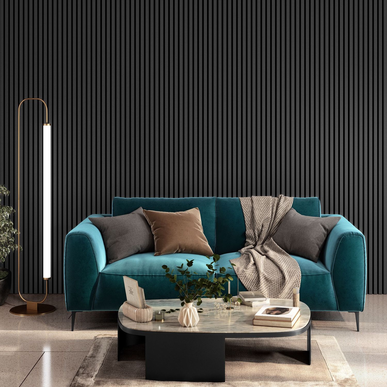 2400 x 605 x 21mm Grey Acoustic Wall Panel