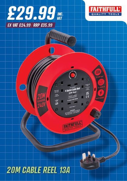 Faithfull 20M Cable Reel 13A