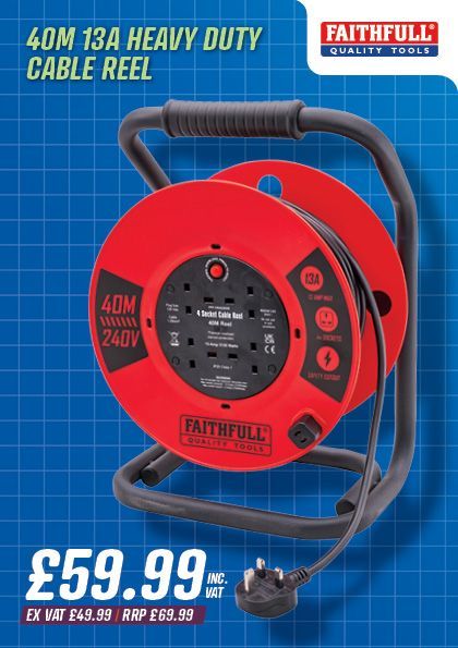 Faithfull 40m 13A Heavy Duty Cable Reel