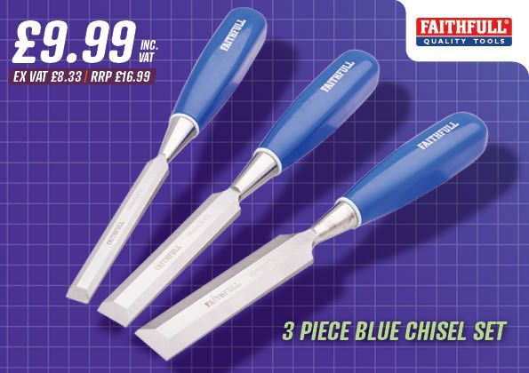 Faithfull 3 Piece Blue Chisel Set