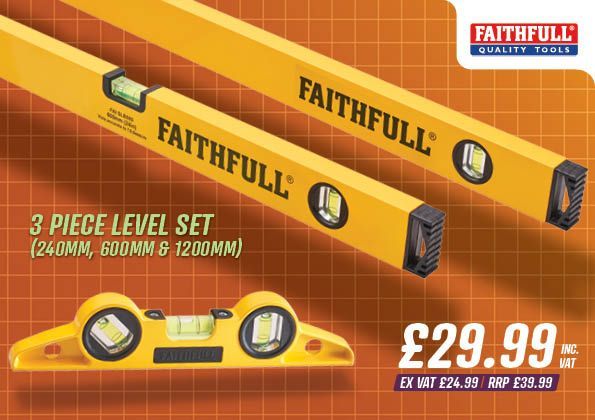 Faithfull 3 Piece Level Set (240mm, 600mm 1200mm)