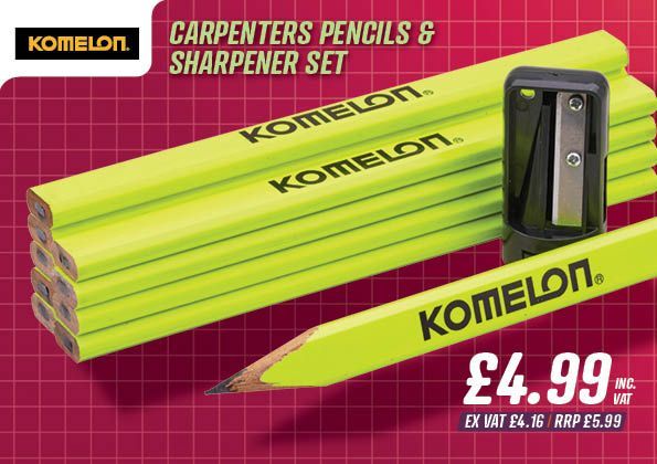 Komelon Carpenters Pencils & Sharpener Set