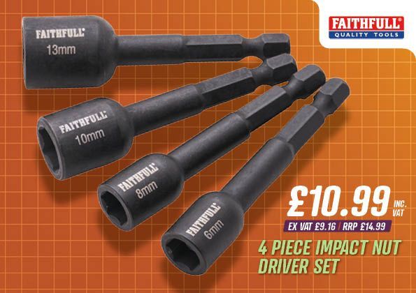Faithfull 4 Piece Impact Nut Driver Set