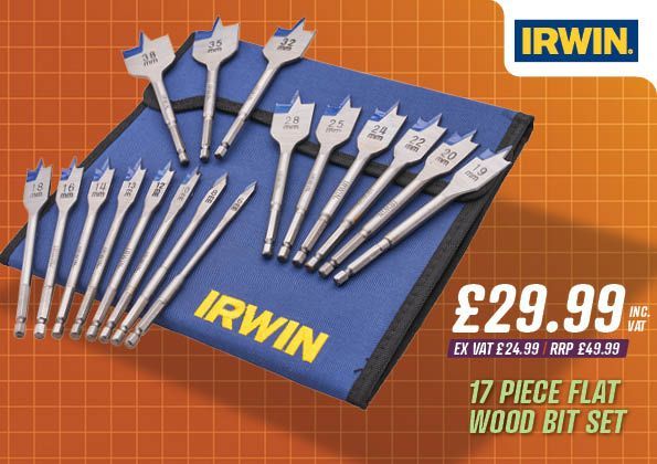 Irwin 17 Piece Flat Wood Bit Set
