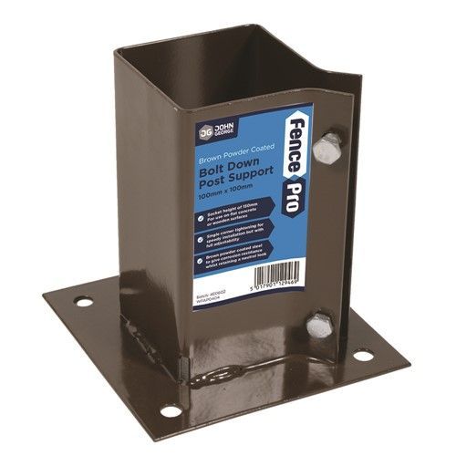 FENCE POST SUPPORT (BOLT DOWN) BROWN 75mmx75mm