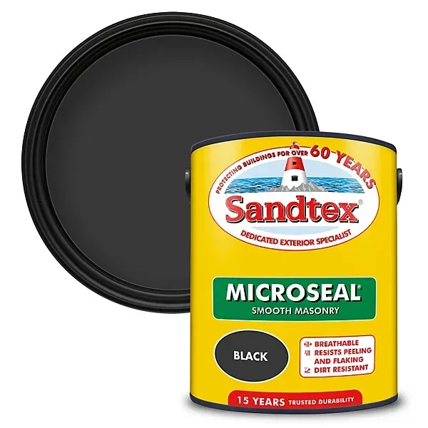 5ltr Sandtex Microseal Smooth Black Masonry Paint 5ltr Sandtex Microseal Smooth Black Masonry Paint
