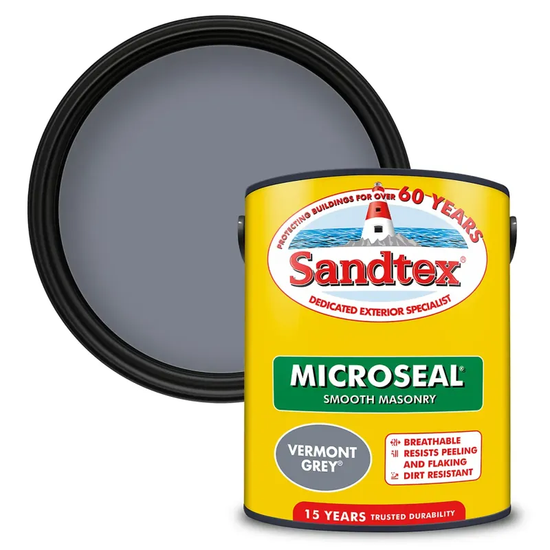 5ltr Sandtex Microseal Smooth Vermont Grey Masonry Paint