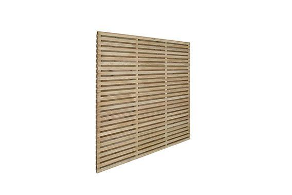 1.8m x 1.5m Pressure Treated Contemporary Double Slatted Fence Panel