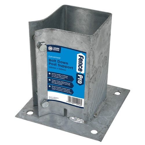 FENCE POST SUPPORT (BOLT DOWN) GALVANISED 100mmx100mm