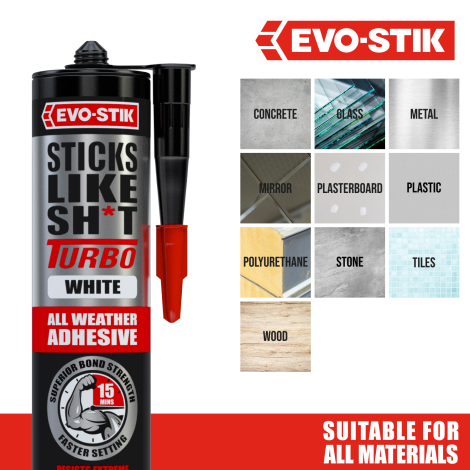 290ml EVO-STIK STICKS LIKE TURBO ADHESIVE WHITE