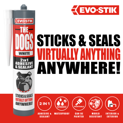 290ml EVO-STIK THE DOGS 2-1 ADHESIVE & SEALANT WHITE