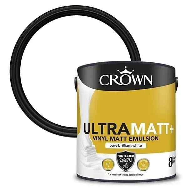 2.5ltr Crown Ultra Matt Plus Vinyl Matt Emulsion Pure Brilliant White