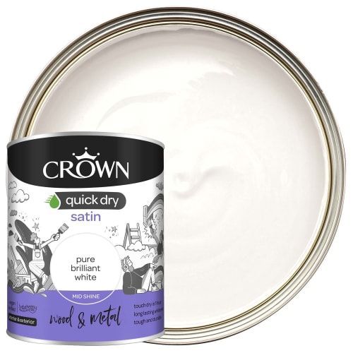 2.5ltr Crown Pure Brilliant White Quick Dry Satin