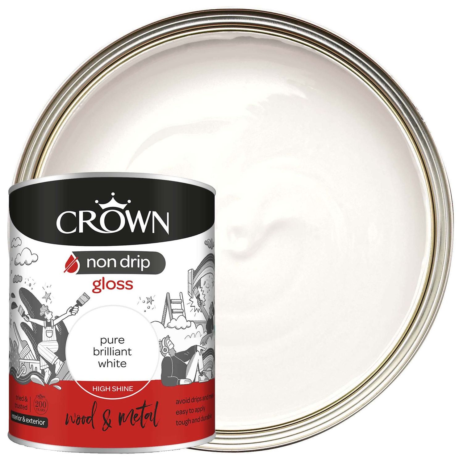 750ml Crown Pure Brilliant White Non Drip Gloss